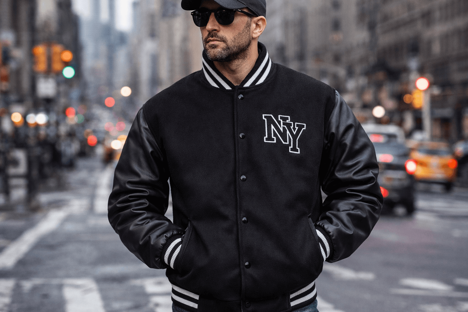 Jachetă Baseball NY Black Brodat