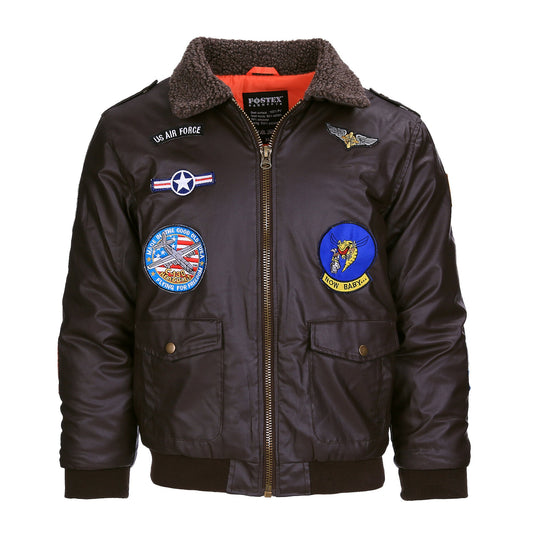 Jachetă de Zbor Copii Kinder Flight Jacket PU Piele Maro - Stil Adevărat pentru Micii Aviatori