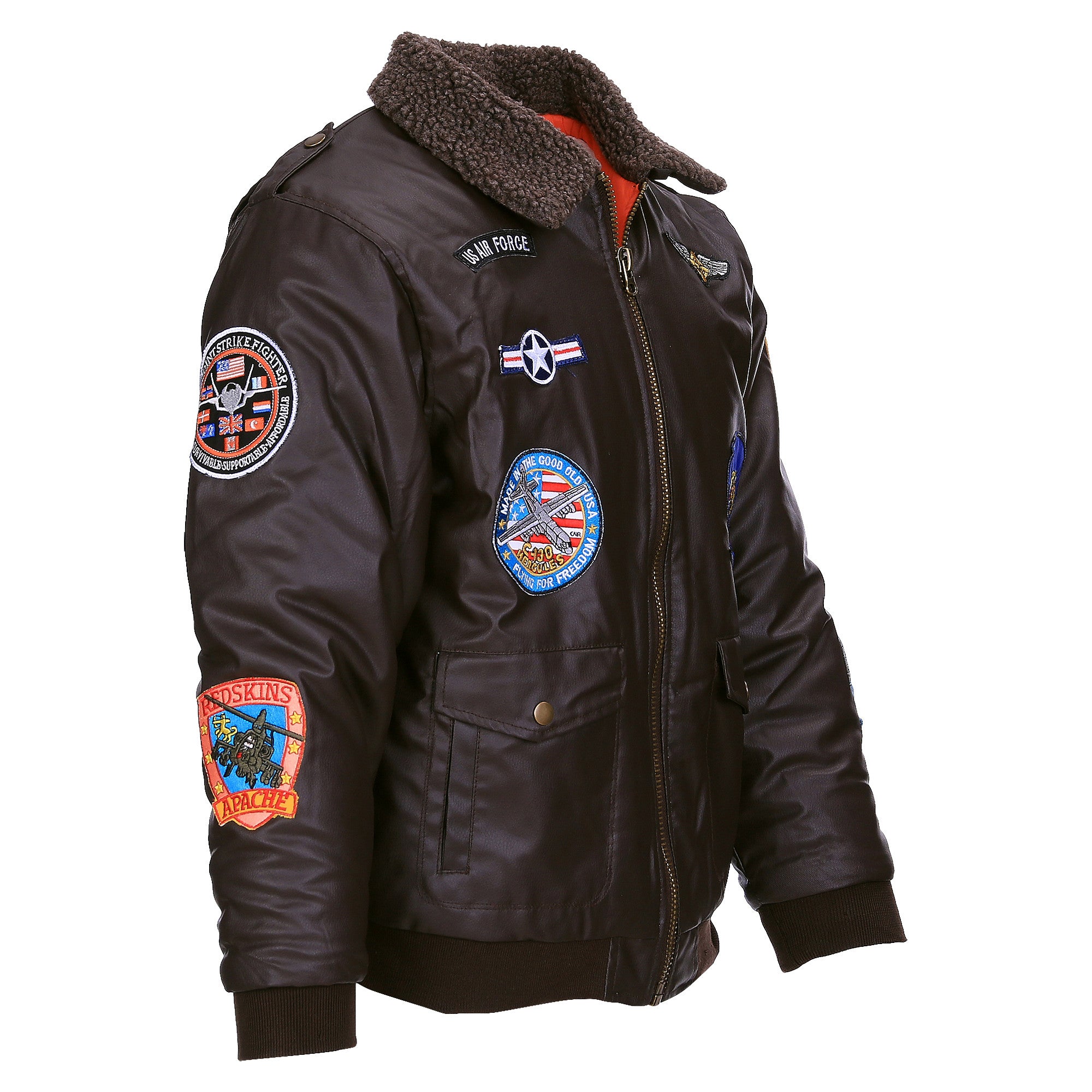 Jachetă de Zbor Copii Kinder Flight Jacket PU Piele Maro - Stil Adevărat pentru Micii Aviatori