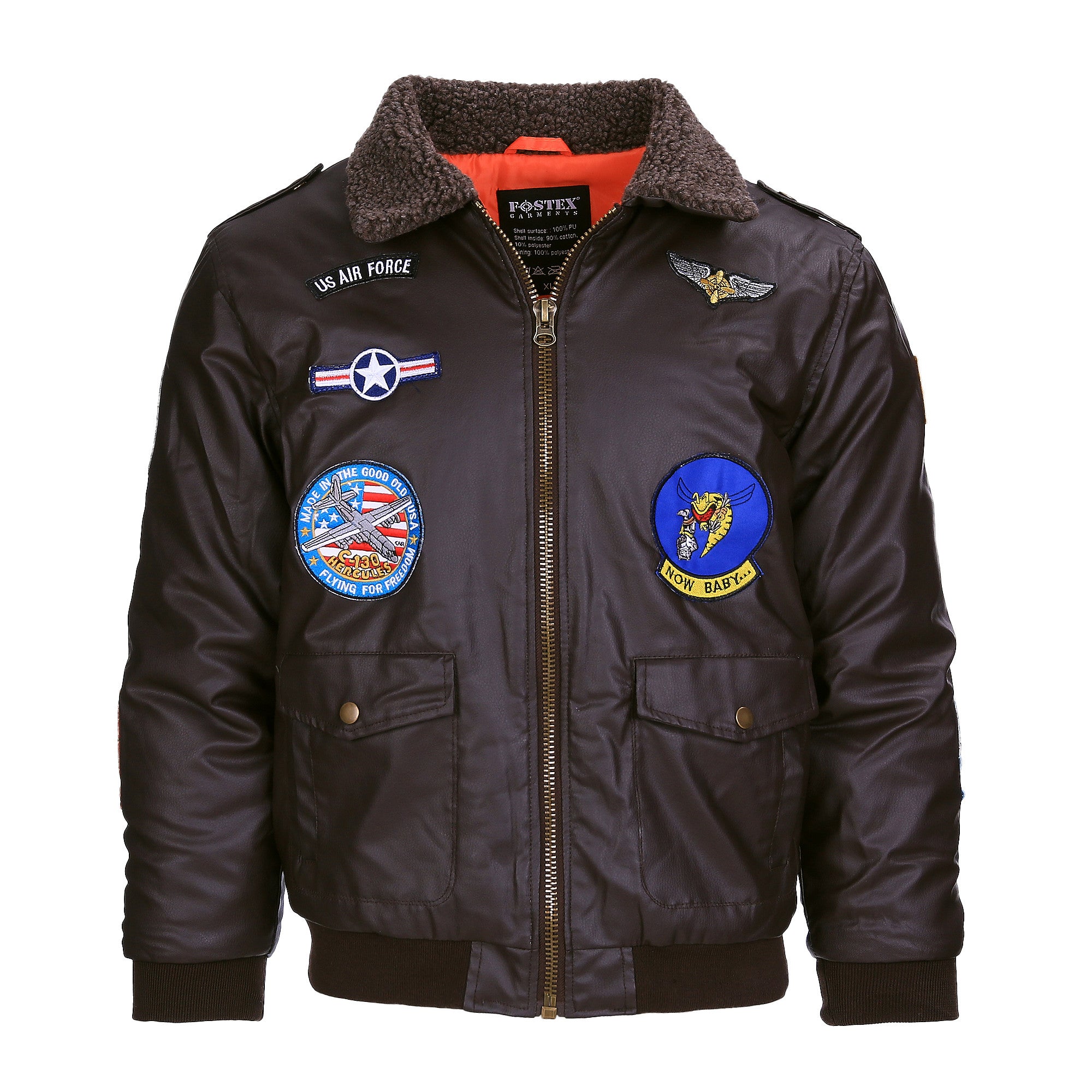 Jachetă de Zbor Copii Kinder Flight Jacket PU Piele Maro - Stil Adevărat pentru Micii Aviatori