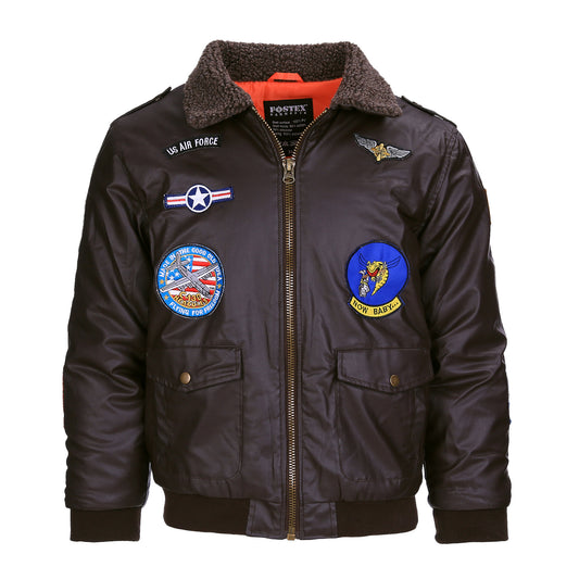 Jachetă de Zbor Copii Kinder Flight Jacket PU Piele Maro - Stil Adevărat pentru Micii Aviatori