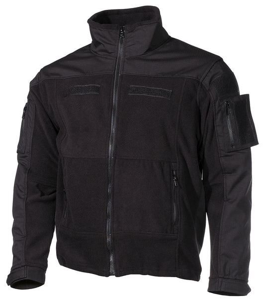 Jachetă Fleece Combat Negru MFH Professional - Fermoare YKK, Ranforsări Ripstop
