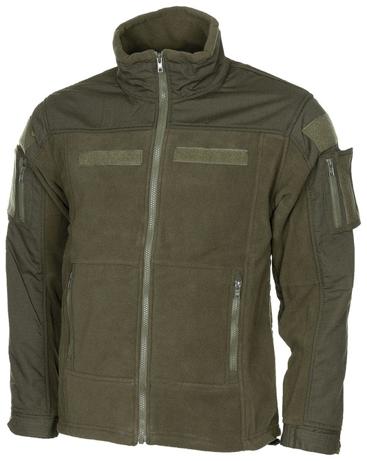 Jachetă Fleece Combat Oliv MFH Professional - Fermoare YKK, Întărituri Ripstop