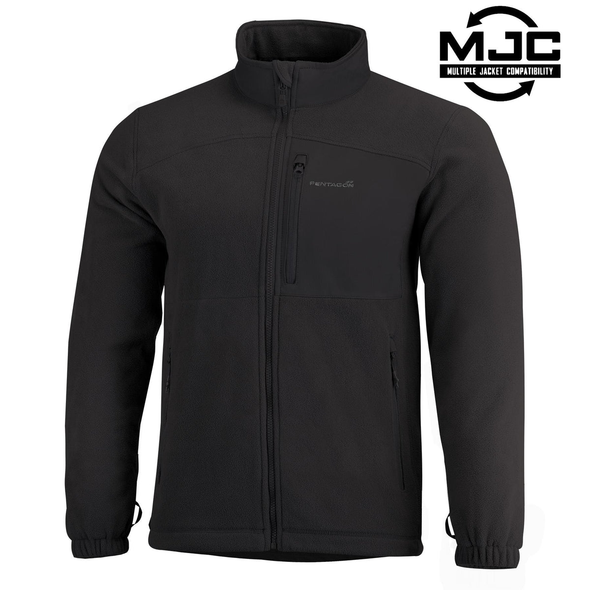 Jachetă Fleece Pentagon Athos 2.5 – 320 g/m², Buzunar Softshell, Neagră