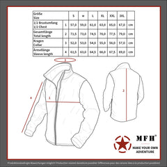 Jachetă Fleece Tactical Coyote MFH - Panouri Velcro, Fermoare YKK