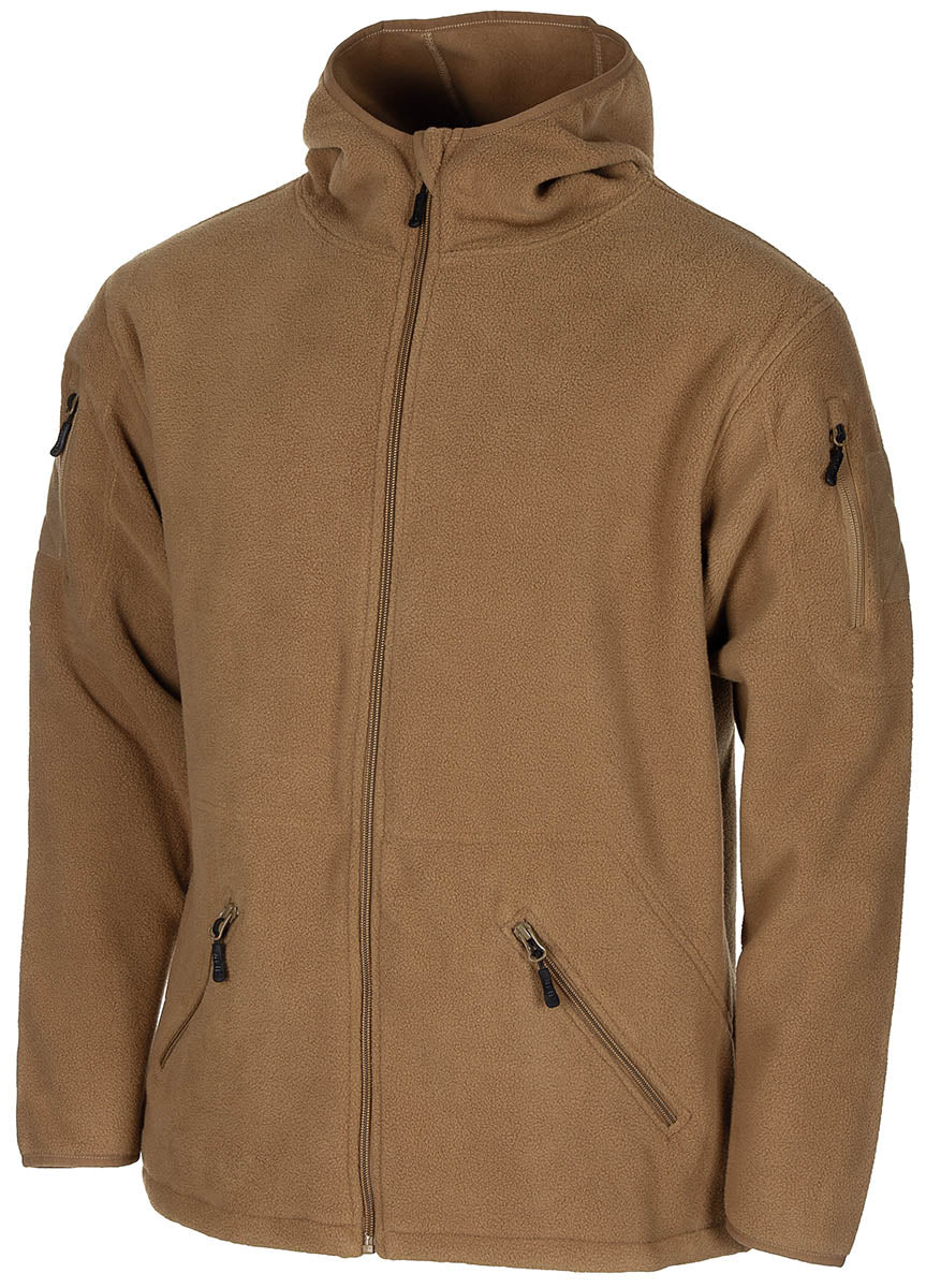 Jachetă Fleece Tactical Coyote MFH - Panouri Velcro, Fermoare YKK