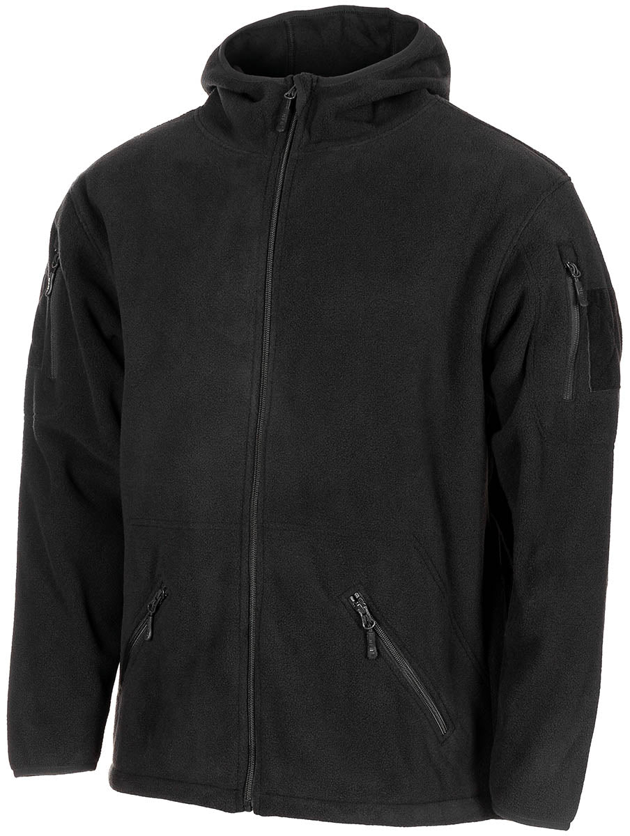Jachetă Fleece Tactical Negru MFH - Fermoare YKK, Panouri Velcro