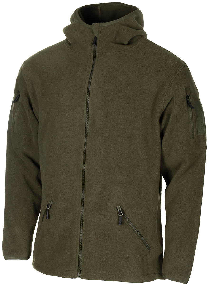 Jachetă Fleece Tactical Oliv MFH - Fermoare YKK, Buzunare Braț