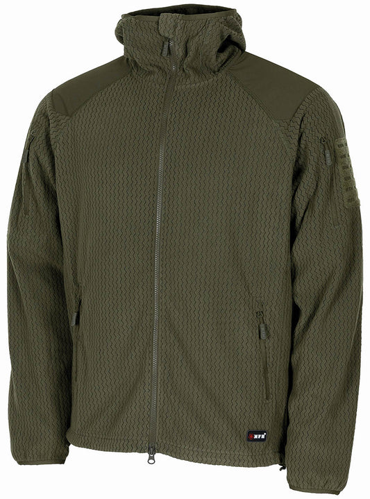 Jachetă Fleece ViperGrid Oliv MFH - Fermoar YKK, Ranforsări Umeri