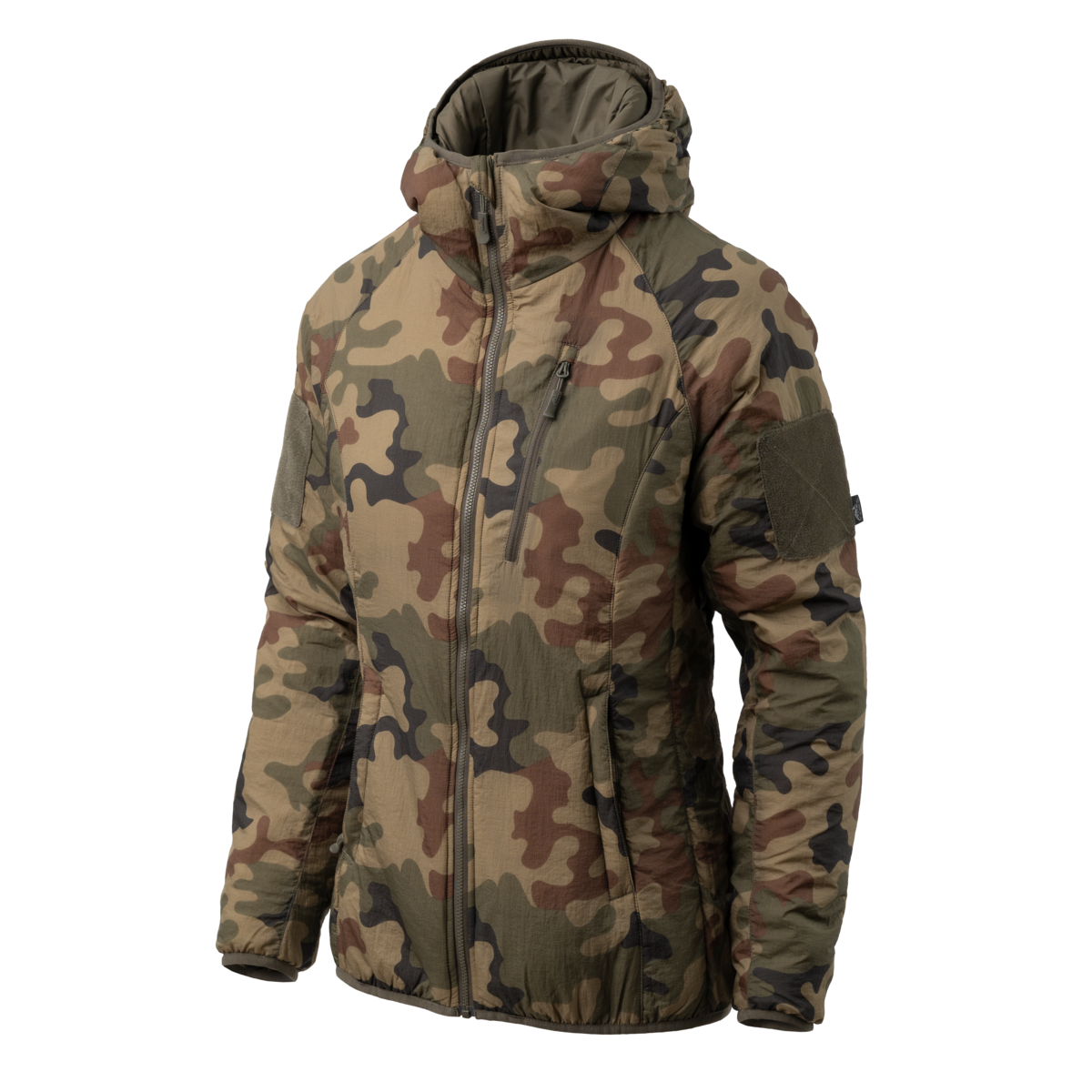 Jachetă Izolată Femei Helikon-Tex WOLFHOUND Hoodie® Climashield® Apex™ PL Woodland