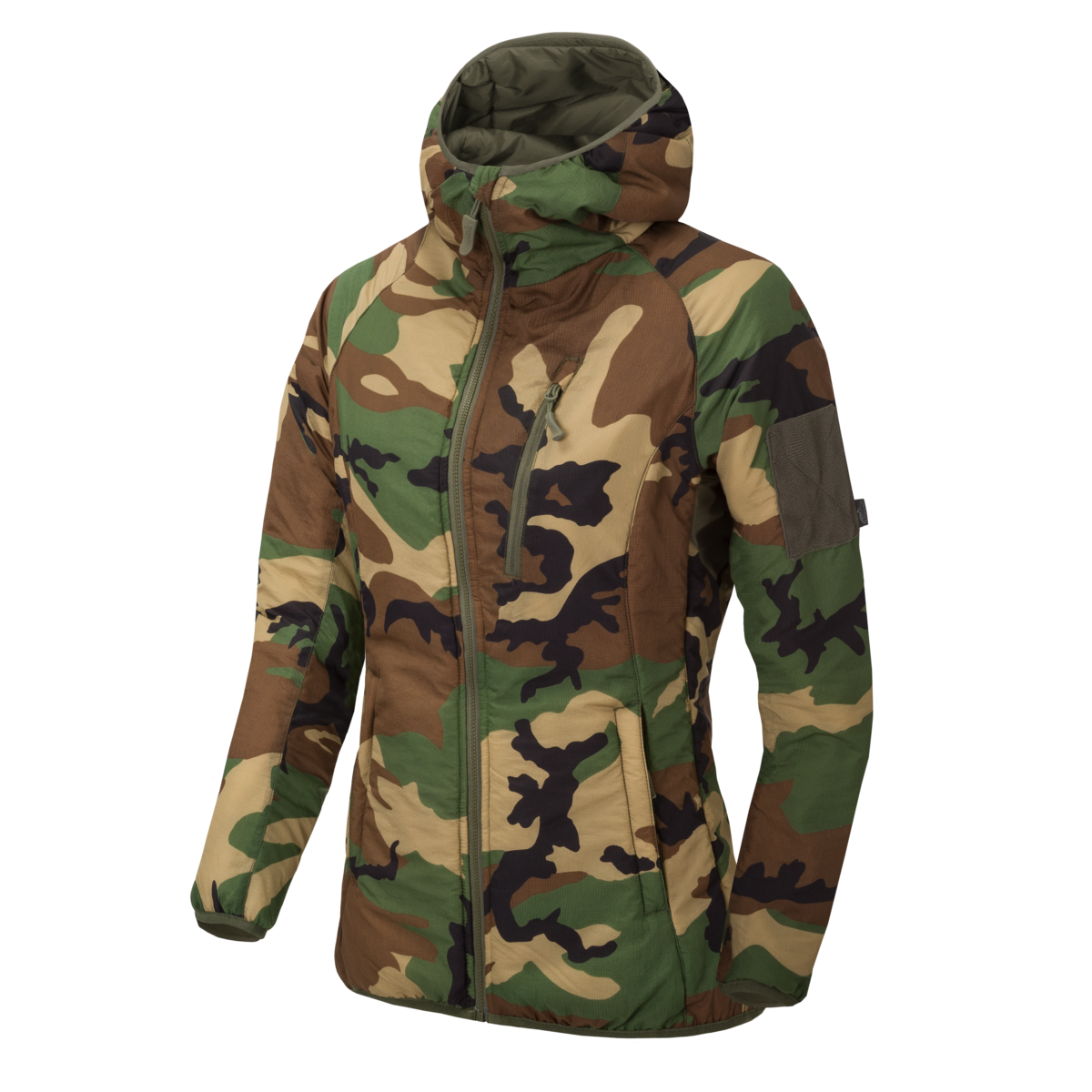 Jachetă Izolată Helikon-Tex WOMEN'S WOLFHOUND Hoodie® Climashield® Apex™ US Woodland