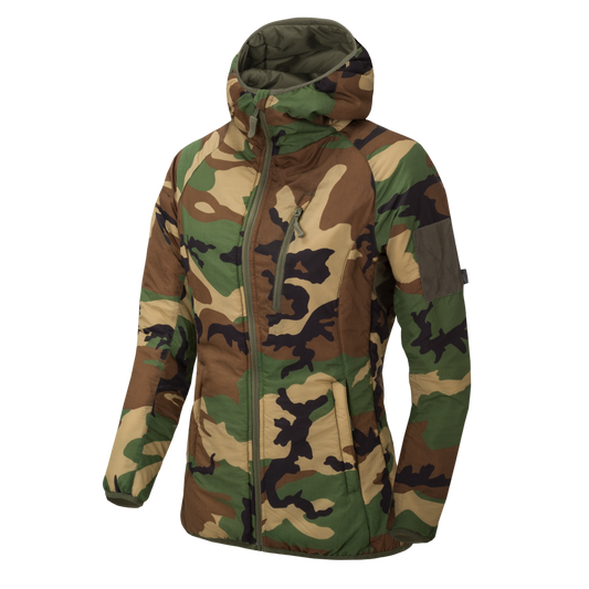 Jachetă Izolată Helikon-Tex WOMEN'S WOLFHOUND Hoodie® Climashield® Apex™ US Woodland