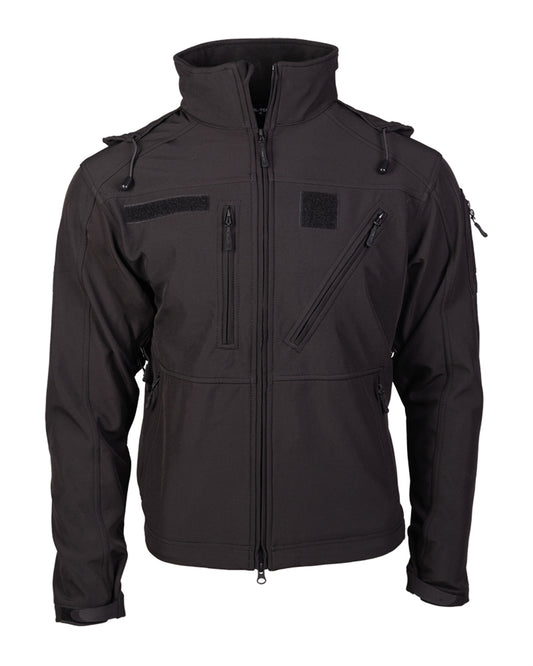 Jachetă Softshell Mil-Tec SCU 14 – 3 Straturi, 5.000 mm, Neagră