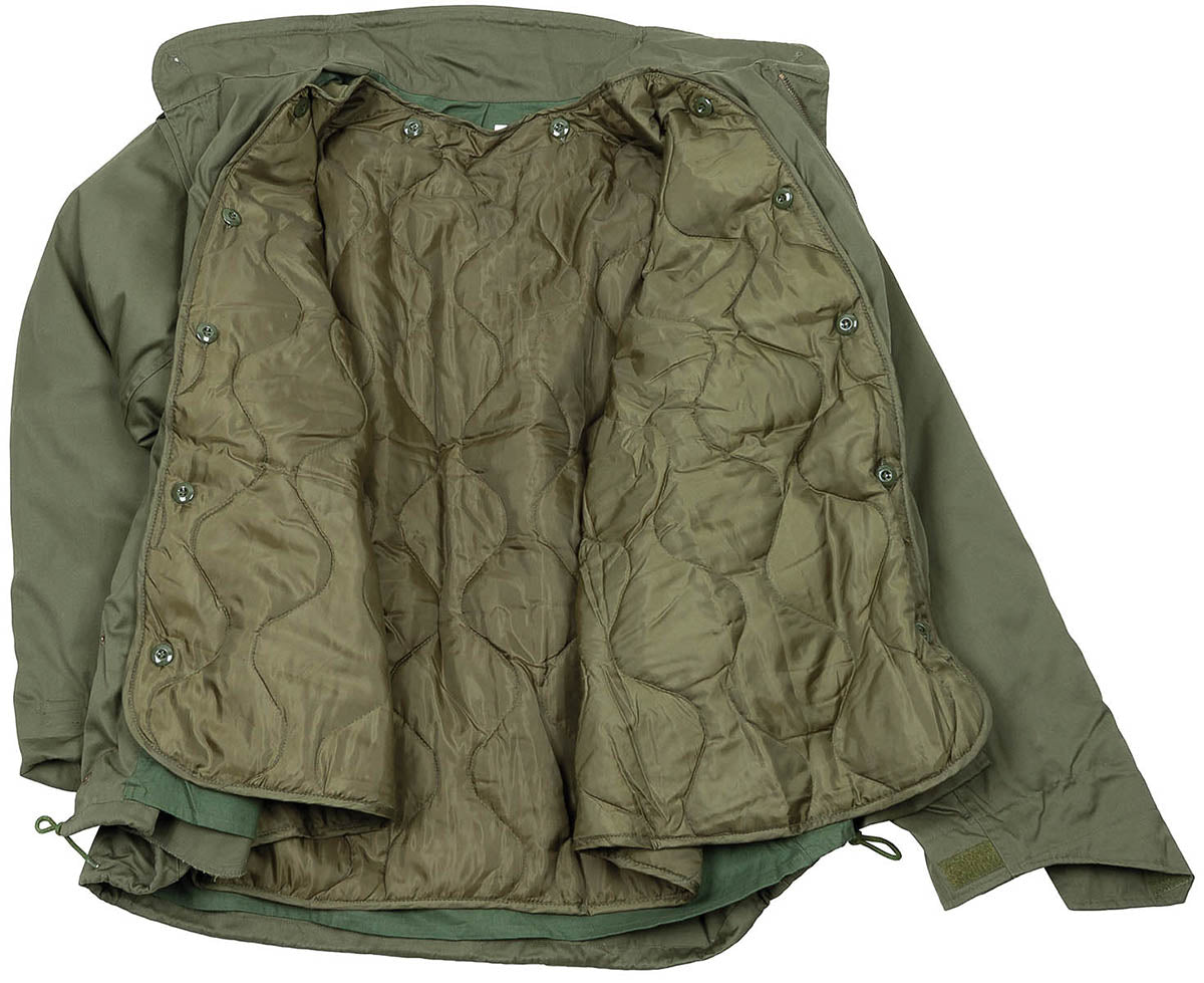 Jachete Militare Geacă M65 US Verde Oliv - Căptușeală detașabilă, Glugă integrată