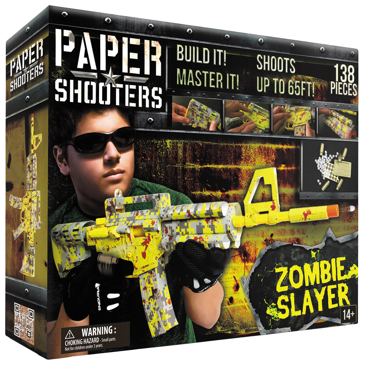 Kit Armă Hârtie Zombie Slayer Camuflaj - 138 piese, Rază 20m
