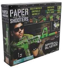 Kit Construcție Pistol Hârtie "Green Spit" Camo Verde - 138 Piese, Rază Acțiune 20m