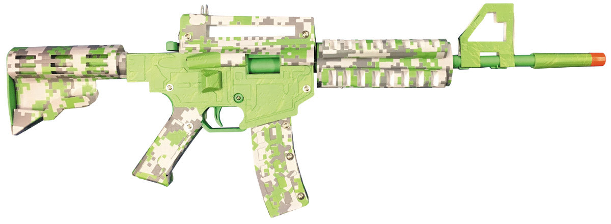 Kit Construcție Pistol Hârtie "Green Spit" Camo Verde - 138 Piese, Rază Acțiune 20m