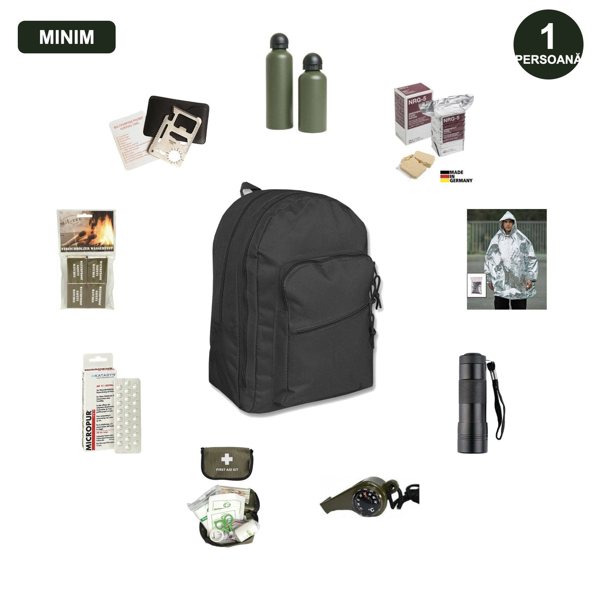 Kit Minim de Urgență 72h Mil-Tec pentru 1 Persoană