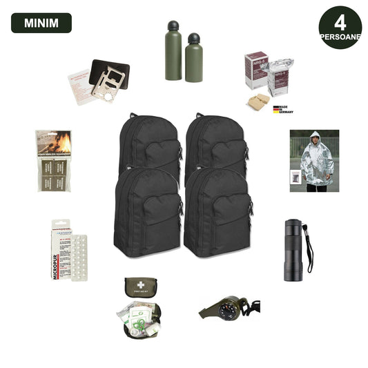 Kit Minim de Urgență 72h Mil-Tec pentru 4 Persoane