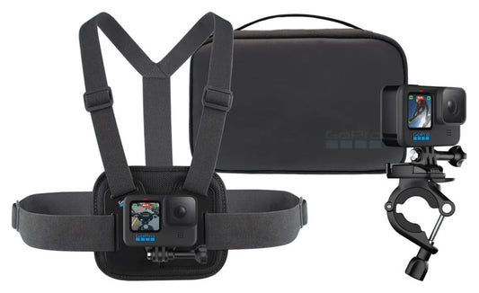 Kit Sport GoPro cu Suport Piept, Ghidon și Husă - Aventură Moto