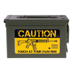 Ladă Munitie 50 Cal. - Caution Risk Verde - Stocare Tactică Profesională