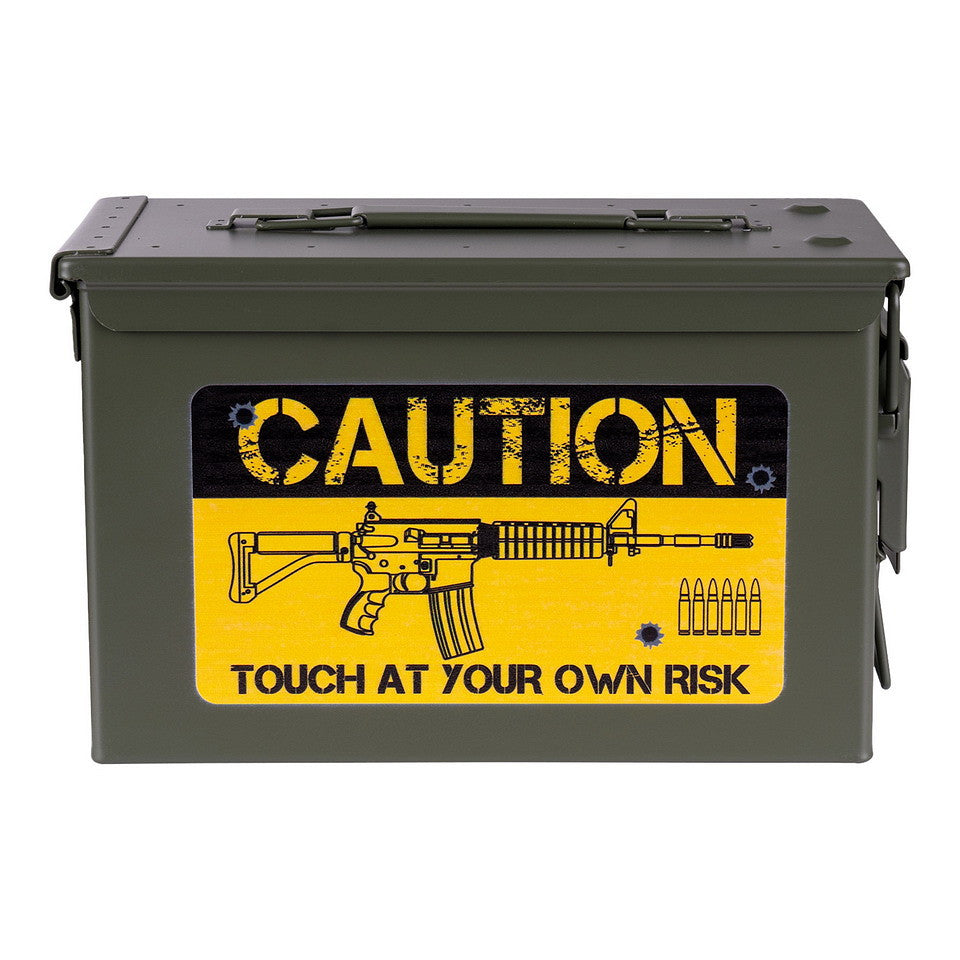 Ladă Munitie 50 Cal. - Caution Risk Verde - Stocare Tactică Profesională