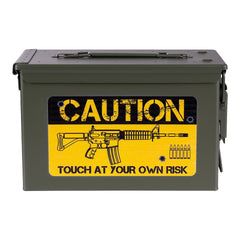 Ladă Munitie 50 Cal. - Caution Risk Verde - Stocare Tactică Profesională