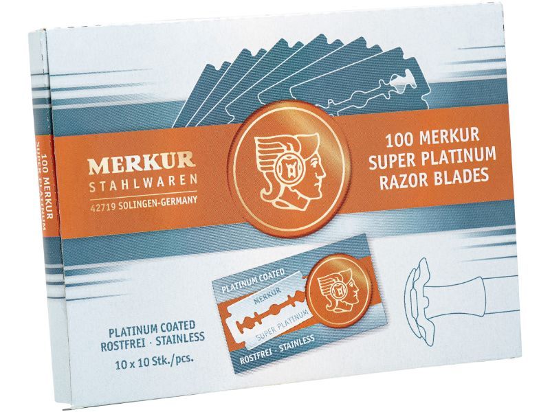 Lame de Ras Merkur SUPER PLATINUM 910 Herbertz - Oțel Inoxidabil, 100 Bucăți
