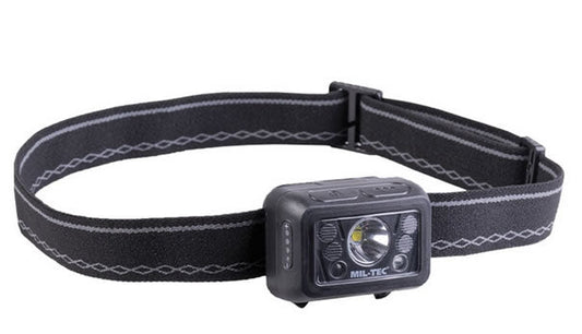 Lampă Frontală LED Reîncărcabilă BLACK Tactical P8 – 265 Lumeni, 5 Moduri + Senzor (Alb/Roșu/Verde)