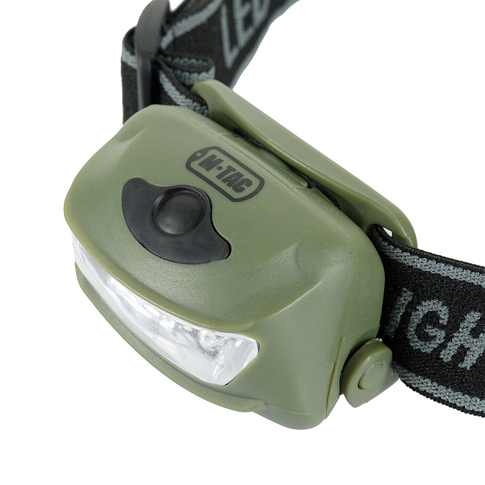 Lanternă Frontală 4+1 LED M-Tac - Olive, Moduri Multiple