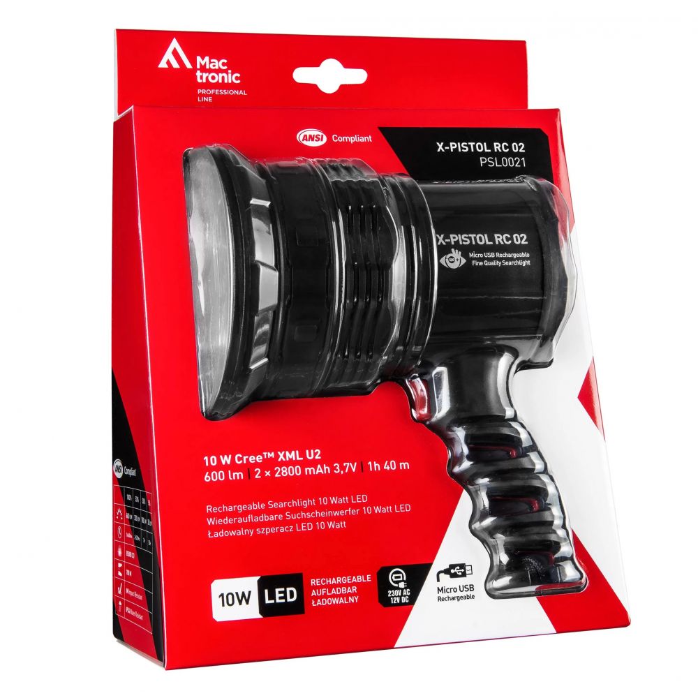 Lanternă Acumulator X-Pistol 10W 700lm MacTronic - Putere și Autonomie - 2