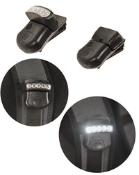 Lanternă cu Clip Mil-Tec Clip Light 5 LED – două unghiuri, clipsul de prindere și LED-urile aprinse