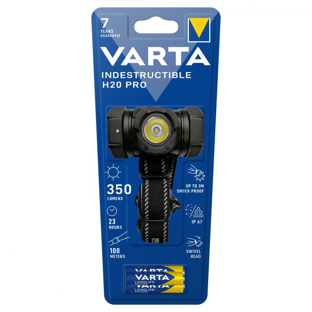 Lanterna Frontală LED H20 PRO Varta - 350lm, Indestructibilă IP67 - 3