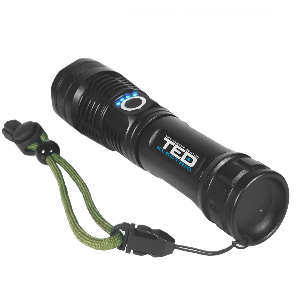 Lanternă LED cu Acumulator & Zoom 1600lm TED TL-9136 - Compactă, Puternică - 9