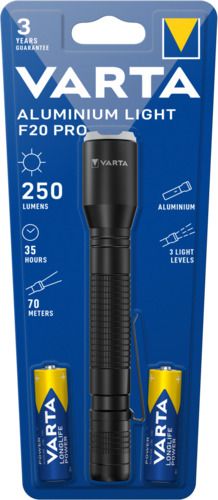 Lanterna LED F20 Pro 250lm Varta - Durabilă, Compactă, 2xAA - 3