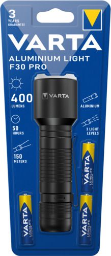 Lanterna LED F30 Pro 400lm Varta - Aluminiu, Rezistentă, 3xAAA - 3