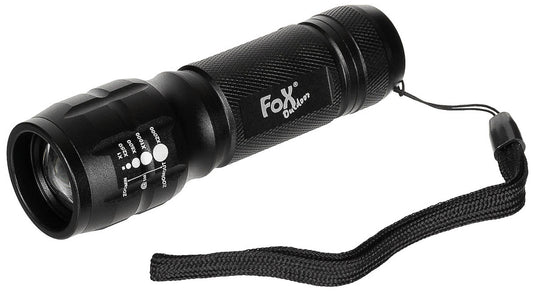 Lanterna Mini Tip Baton Negru FoxOutdoor - 150 Lumeni, Focalizare