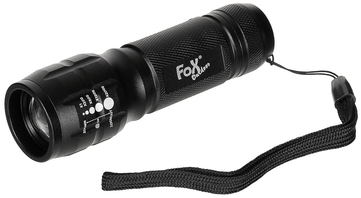 Lanterna Mini Tip Baton Negru FoxOutdoor - 150 Lumeni, Focalizare