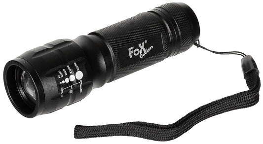 Lanterna Mini Tip Baton Negru FoxOutdoor - 150 Lumeni, Focalizare