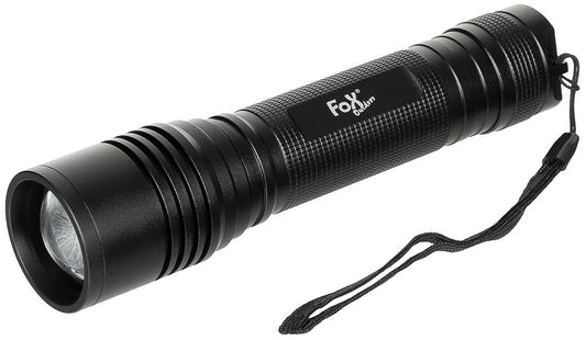 Lanternă Tactică "Security" Negru FoxOutdoor - Corp Aluminiu, Rezistentă Șocuri