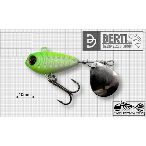 Linguriță Spinner Skeletonik Pro Colorado Berti - 24g, White-Chartreuse