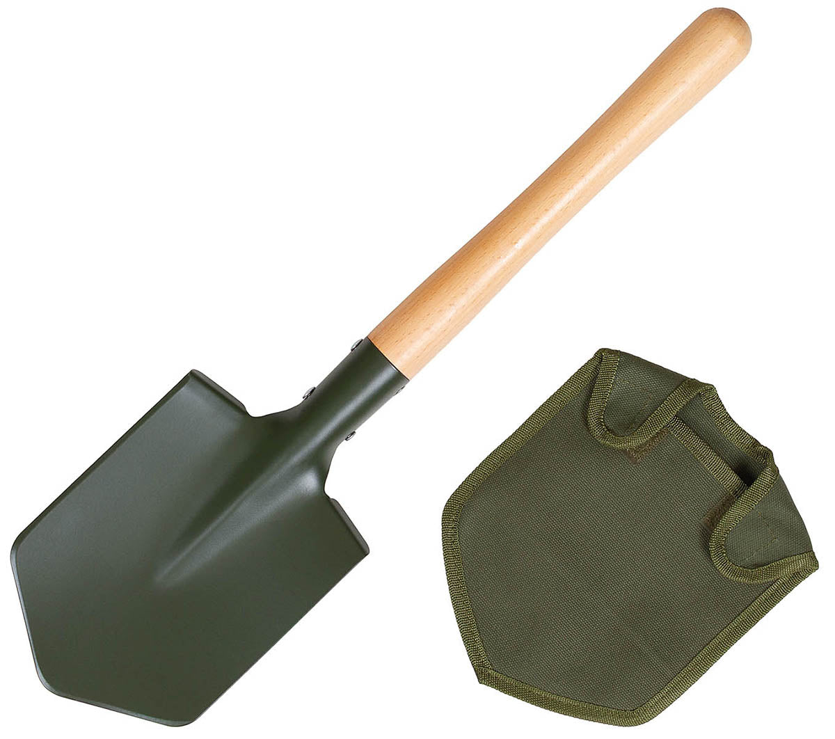Lopată de campanie extra stabilă, mâner lemn Verde OD MFH - Oțel carbon, 57 cm