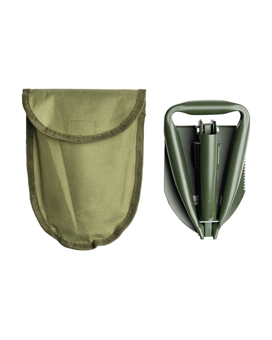 Lopată Pliabilă Mil-Tec Mini cu 3 Funcții – Oțel Carbon, 740 g, Oliv