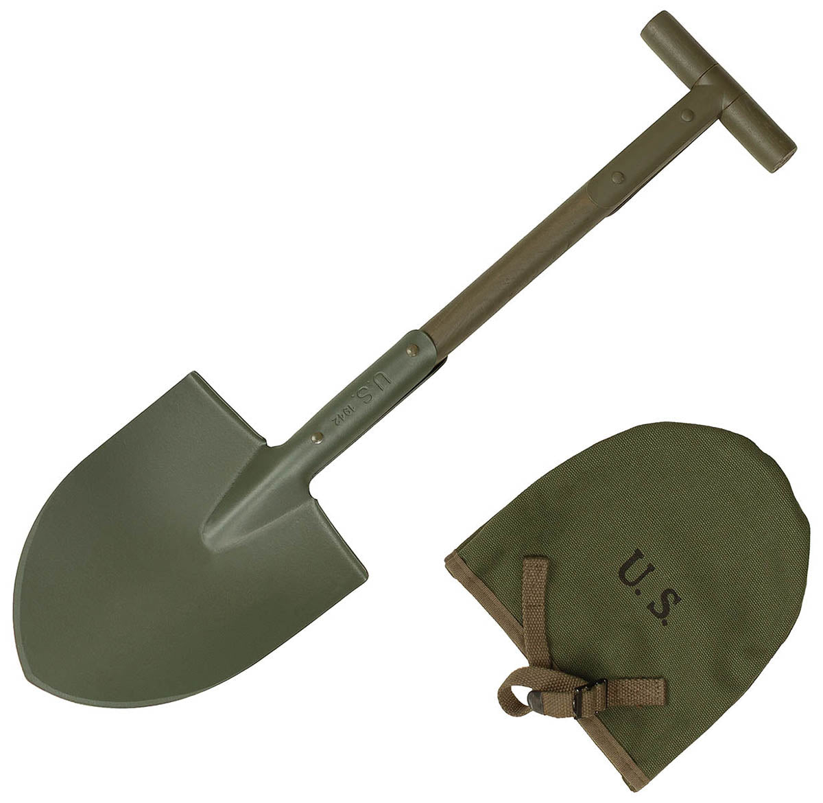 Lopată US T-Spaten M10 Oliv MFH - Lamă 21x17.5cm, Lungime 59cm