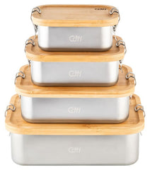 Lunch Box XL Herbertz - Inox, Capac Bambus, Divizor Intern