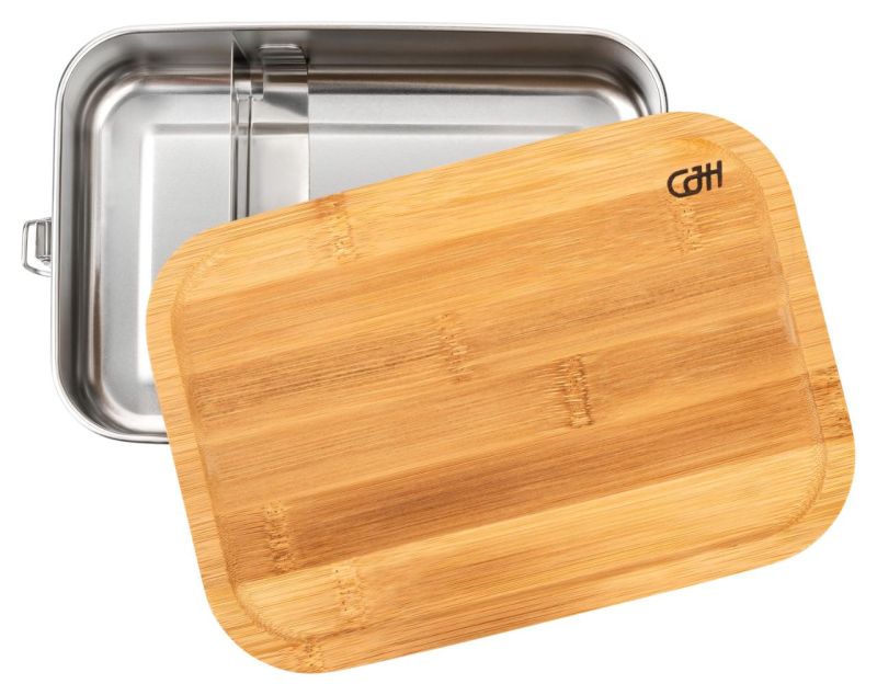 Lunch Box XL Herbertz - Inox, Capac Bambus, Divizor Intern