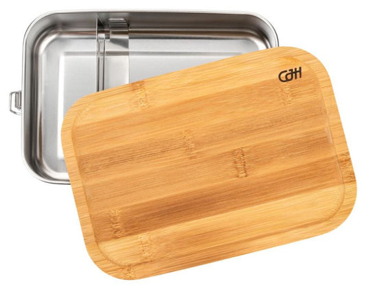 Lunch Box XL Herbertz - Inox, Capac Bambus, Divizor Intern