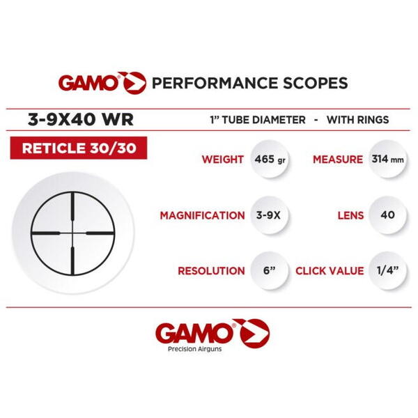 Lunetă Gamo 3-9x40WR 1PM - Claritate, Durabilitate, Prindere Medie - 2