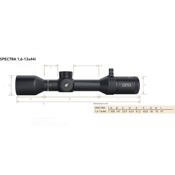 Lunetă SPECTRA 8x GPO-Optics - 1.6-13x44i, Stabilizator Optic, G4i Fiber - 5