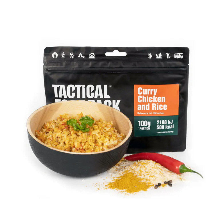 Mâncare Tactica Curry Chicken and Rice 100g Tactical Foodpack - Energie Rapidă și Gust Autentic